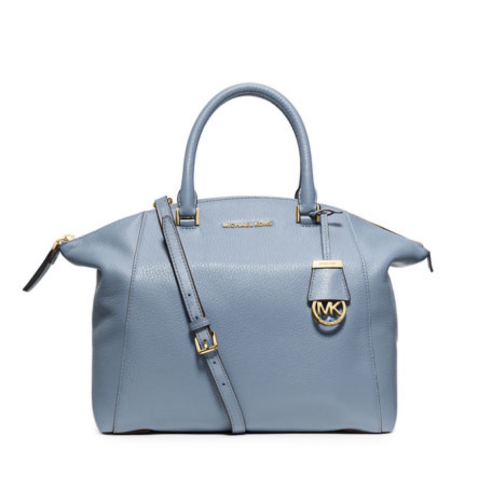 Light Blue Leather Michael Kors crossbody tote